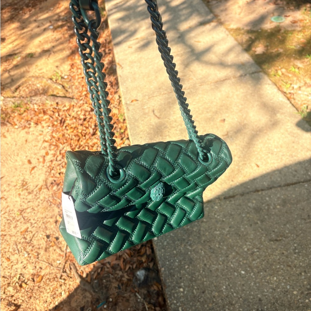 Quilted Green Chain-Handle Shoulder Bag